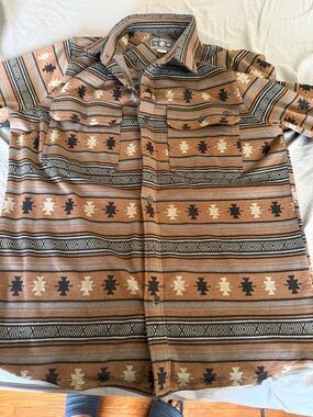 Born Primitive Men's Tribal Print Button-Down Shirt in Brown, Black & Cream